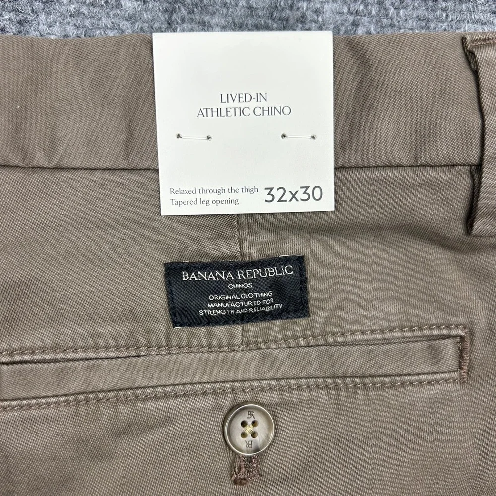 Banana Republic Chino Pants Mens 32x30 Brown Lived-In Athletic Tapered Cotton